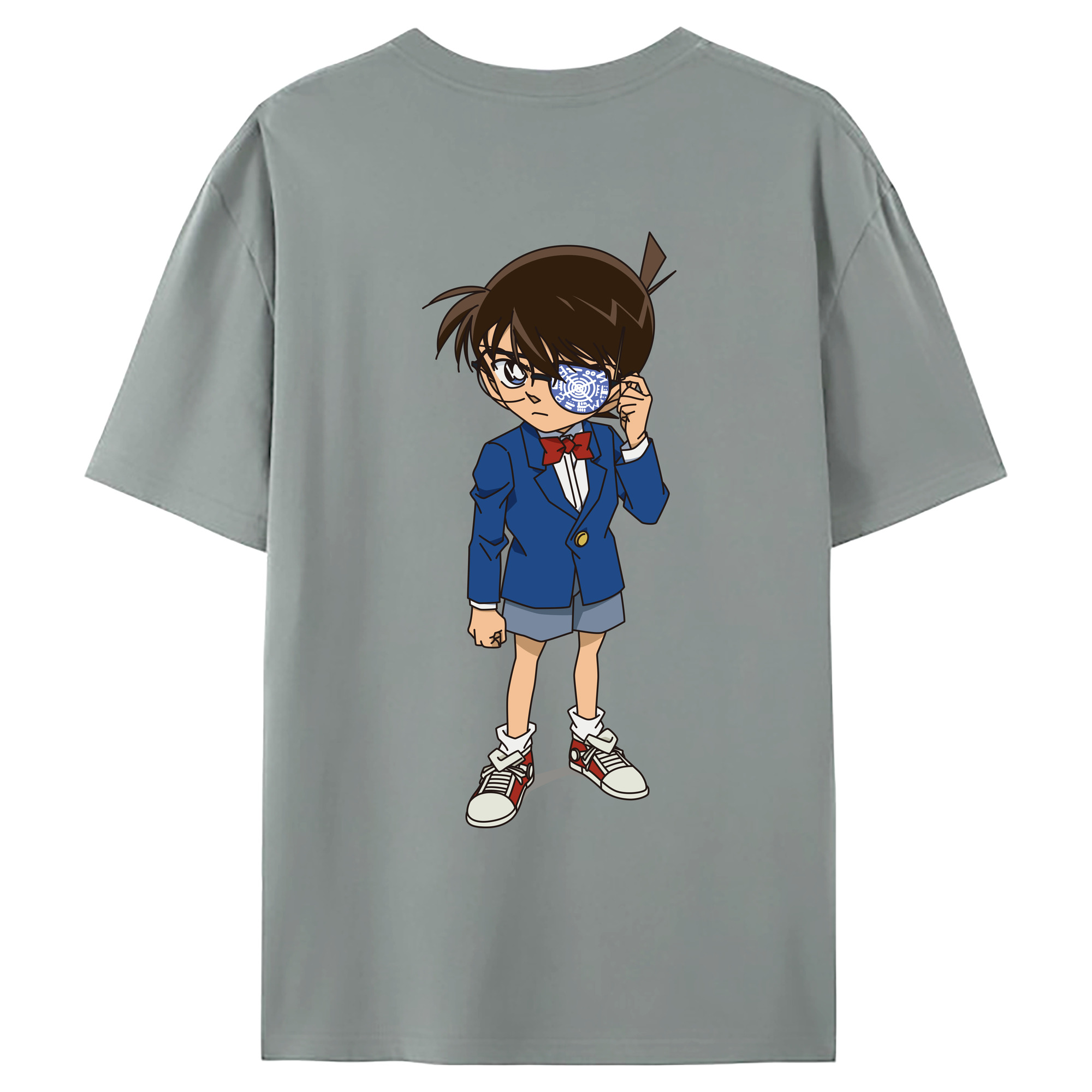 （画像用） 名探偵コナン 江戸川 コナン Detective Conan Conan Edogawa 綿100％ メンズ半袖Tシャツ（バックプリント） 通気性